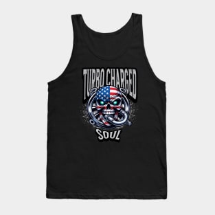 Turbo Charged Soul USA American Flag Skull Face Boosted Tank Top